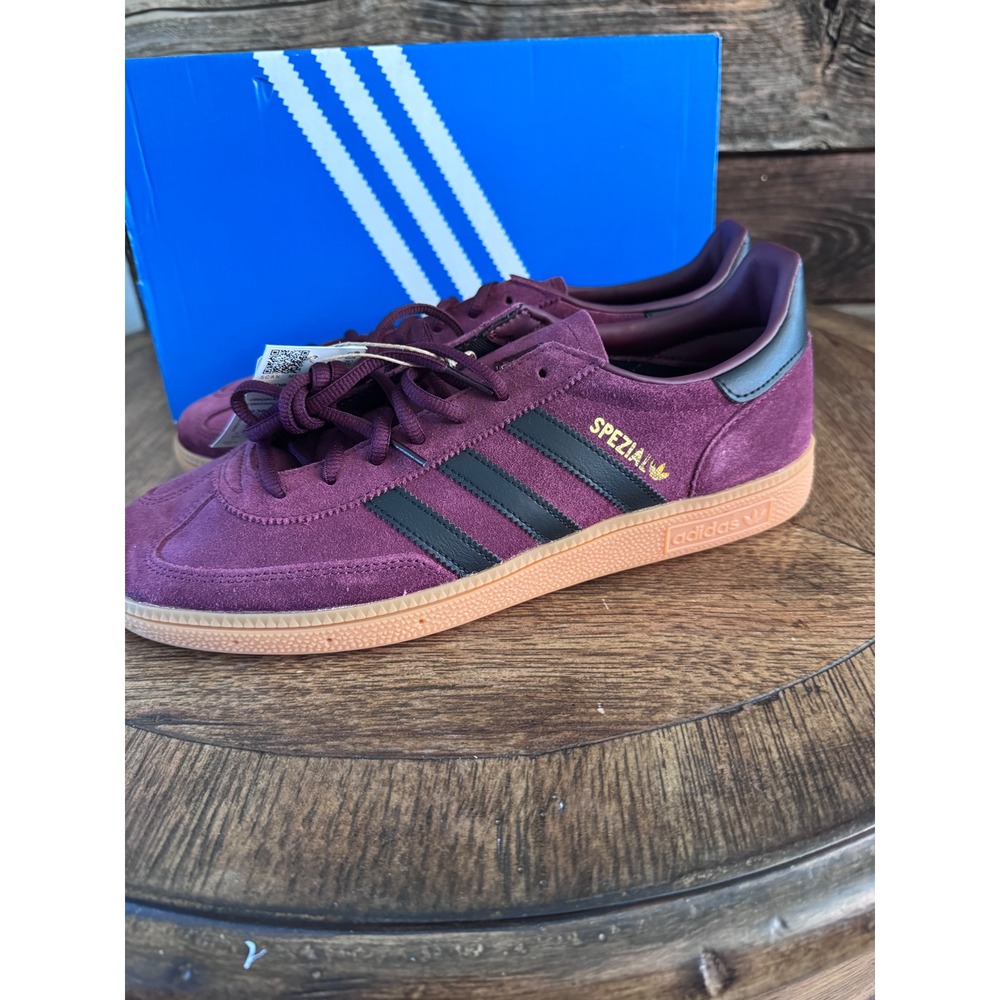 Adidas Handball Spezial Maroon Core Black Gold Gum JR3848 Mens 10.5 New Box